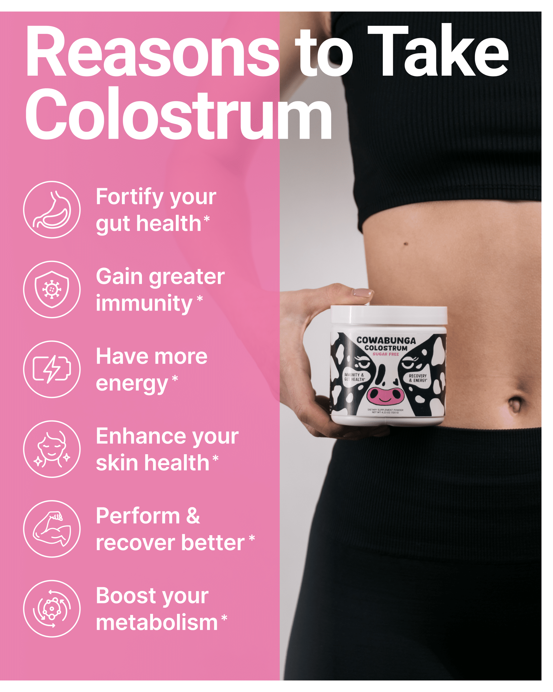Cowabunga Bovine Colostrum Powder - Superfood with Gut Health Benefits - Immunity Support, Hair Growth and More! image 1