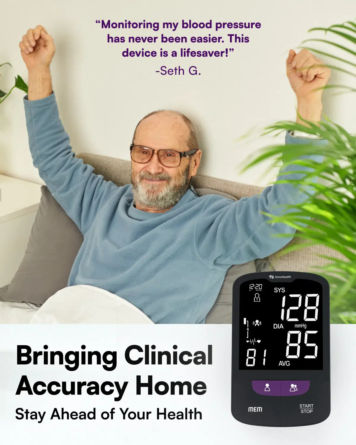 BPMAX – FDA Cleared - Smart Blood Pressure Monitor with Talking Voice Function for Elderly and Legally Blind image 2